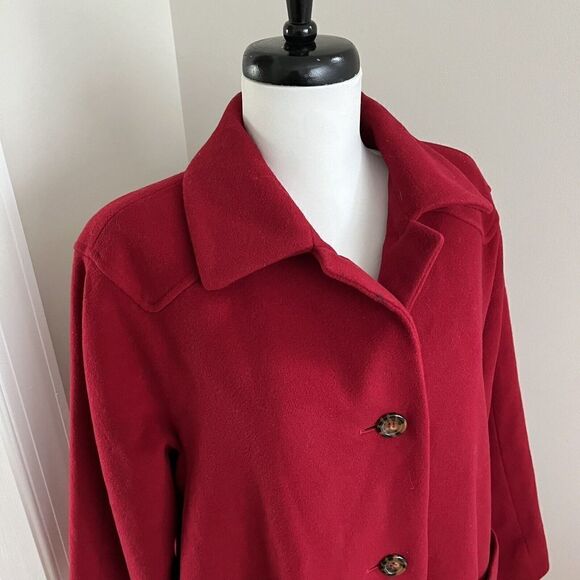 Vintage Talbots Red Wool Blend Coat Size 8 Overcoat Peacoat Patch pockets Lined - Picture 6 of 13
